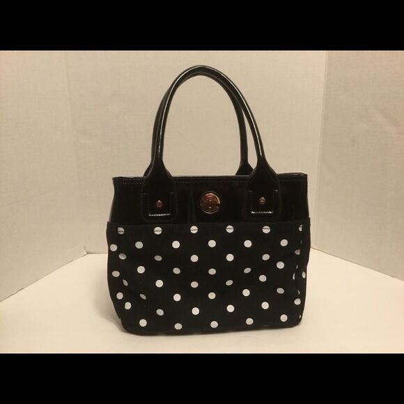 Tommy Hilfiger Polka Dot Black White Tote Purse - Picture 1 of 5